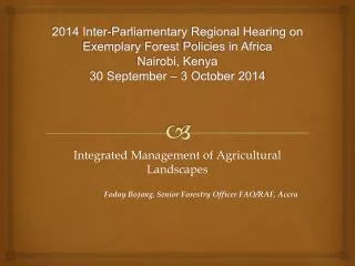 Integrated Management of Agricultural Landscapes
