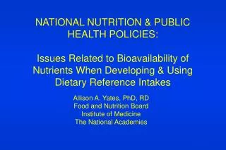 NATIONAL NUTRITION &amp; PUBLIC HEALTH POLICIES: