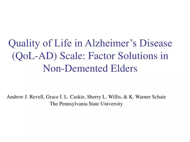 quality of life in alzheimer s disease qol ad scale factor solutions in non demented elders