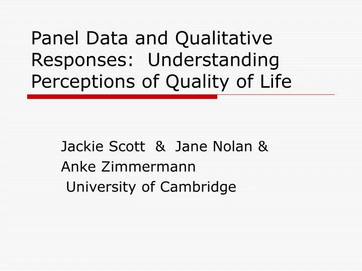 panel data and qualitative responses understanding perceptions of quality of life