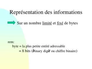 repr sentation des informations