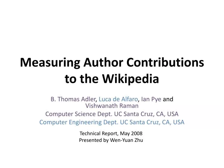 measuring author contributions to the wikipedia