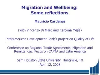 Migration and Wellbeing: Some reflections