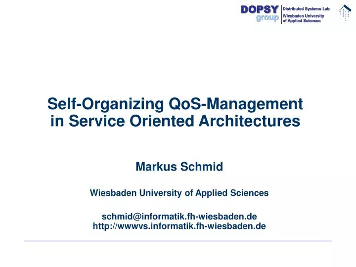 self organizing qos management in service oriented architectures
