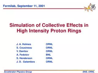 Simulation of Collective Effects in High Intensity Proton Rings
