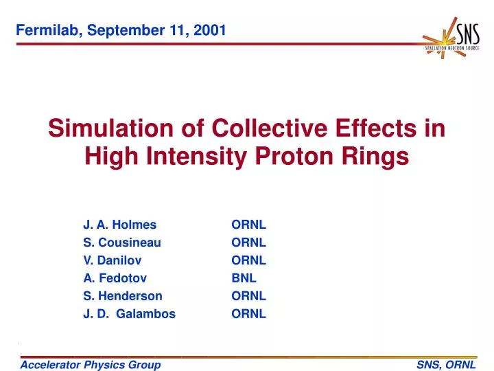 simulation of collective effects in high intensity proton rings