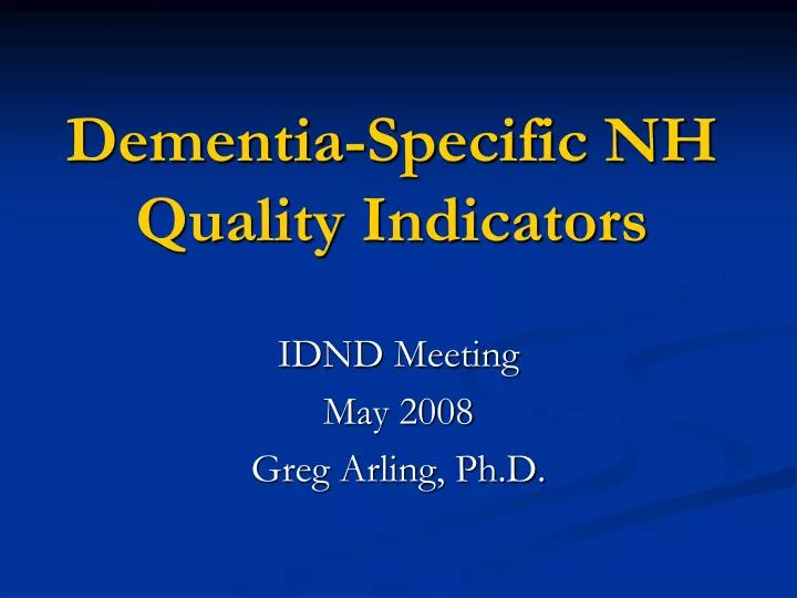 dementia specific nh quality indicators