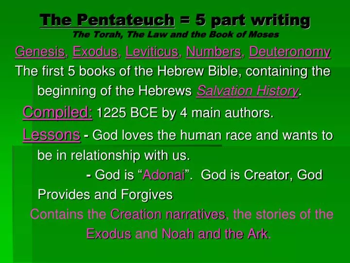 the pentateuch 5 part writing the torah the law and the book of moses