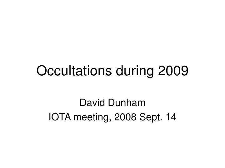occultations during 2009