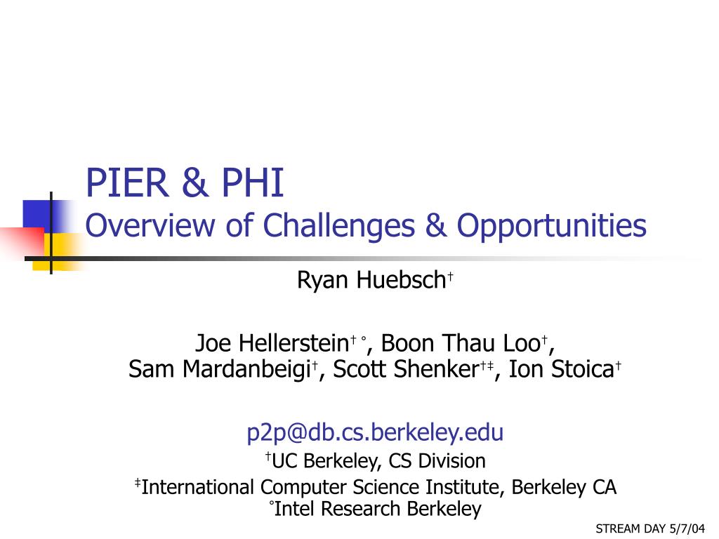 PIER & PHI Overview of Challenges & Opportunities - slide 1
