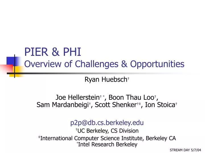 pier phi overview of challenges opportunities