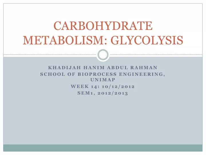 carbohydrate metabolism glycolysis
