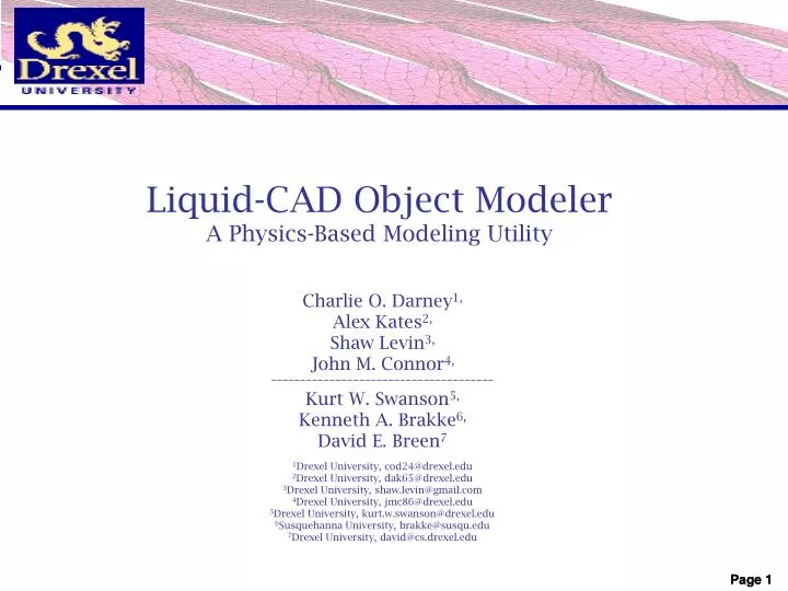 liquid cad object modeler a physics based modeling utility