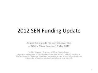 2012 SEN Funding Update