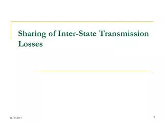 Sharing of Inter-State Transmission Losses