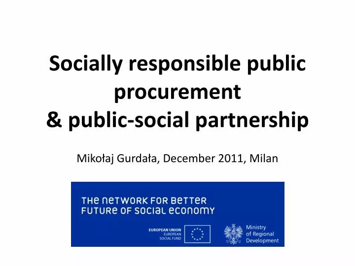 socially responsible public procurement public social partnership