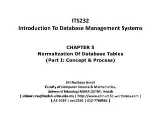 ITS232 Introduction To Database Management Systems