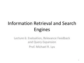 Information Retrieval and Search Engines