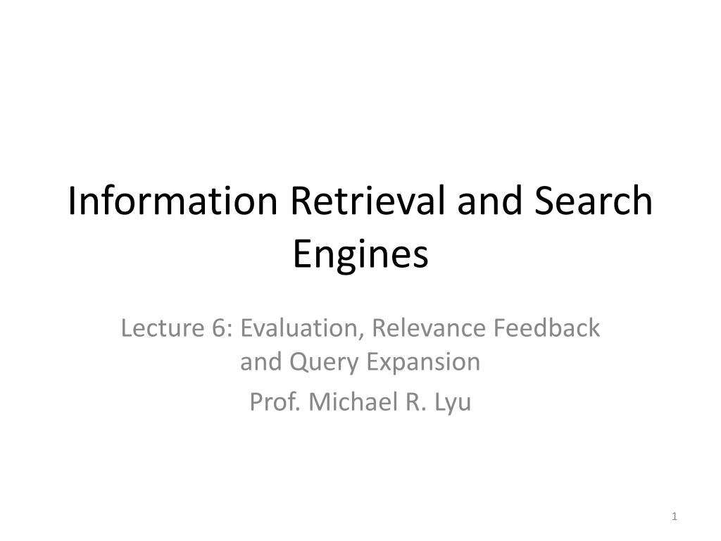 PPT - Information Retrieval and Search Engines PowerPoint Presentation ...