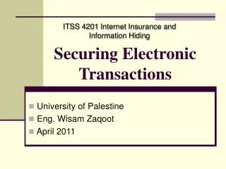 Securing Electronic Transactions