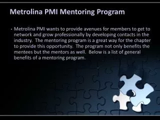 Metrolina PMI Mentoring Program