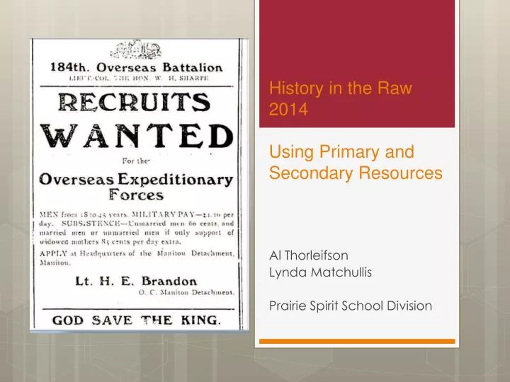 history in the raw 2014 using primary and secondary resources