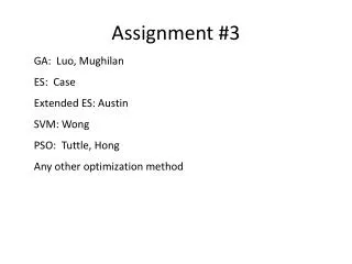 Assignment #3