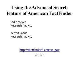 Using the Advanced Search feature of American FactFinder