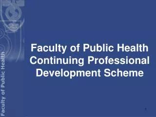 faculty of public health continuing professional development scheme