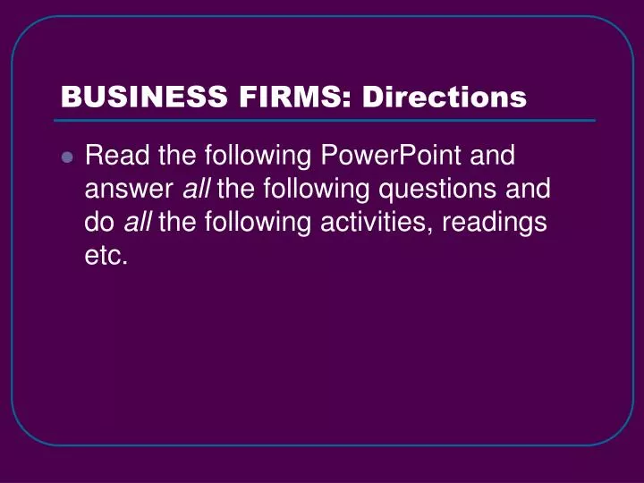 business firms directions