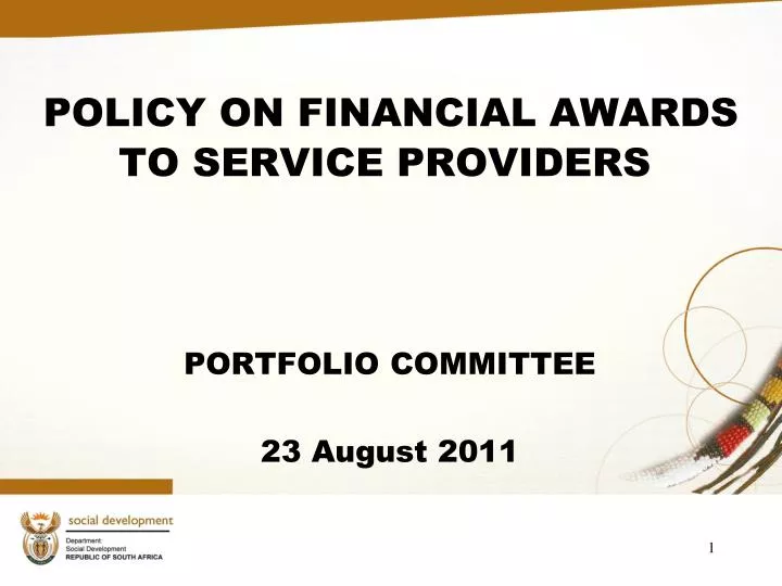policy on financial awards to service providers