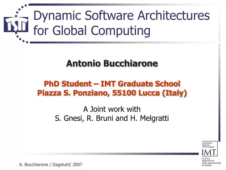 dynamic software architectures for global computing