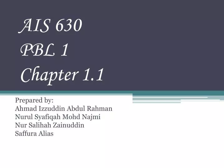 ais 630 pbl 1 chapter 1 1