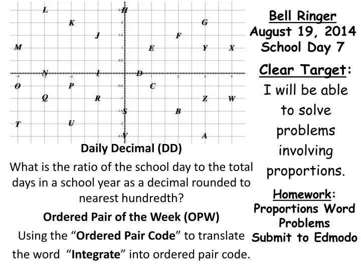 bell ringer august 19 2014 school day 7