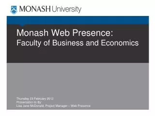 Monash Web Presence: Faculty of Business and Economics