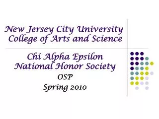 New Jersey City University College of Arts and Science