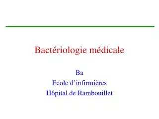 bact riologie m dicale