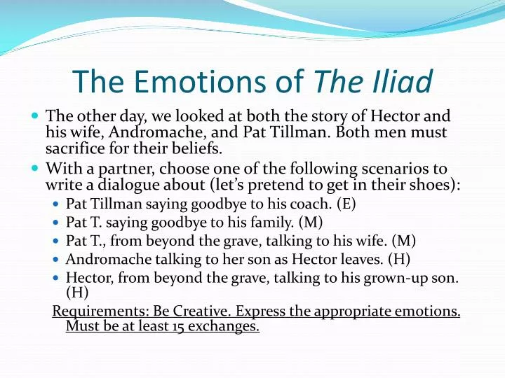 the emotions of the iliad