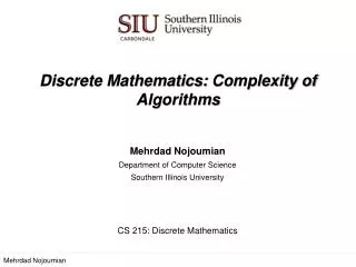 Discrete Mathematics: Complexity of Algorithms