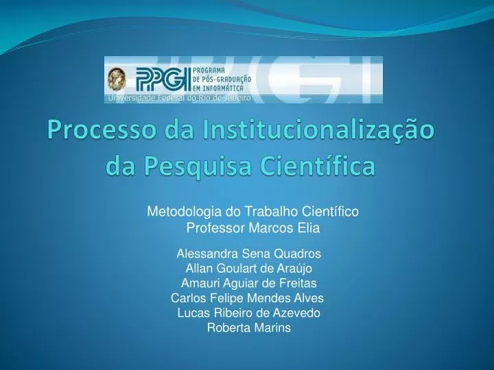 processo da institucionaliza o da pesquisa cient fica