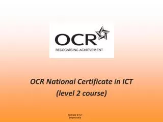 OCR National Certificate in ICT (level 2 course)