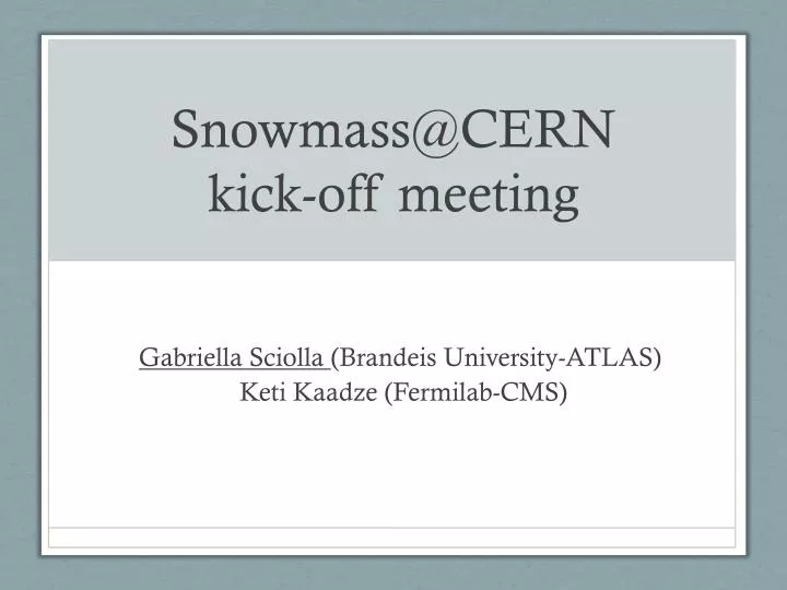snowmass@cern kick off meeting