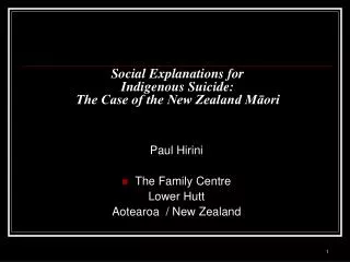 Social Explanations for Indigenous Suicide: The Case of the New Zealand M?ori