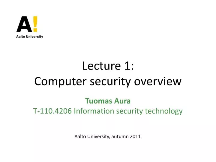 lecture 1 computer security overview