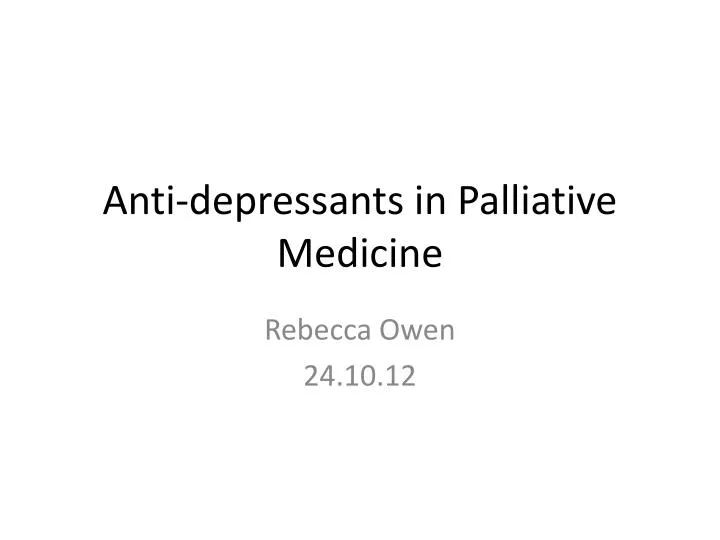 anti depressants in palliative medicine