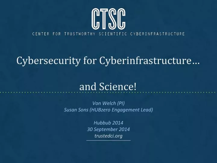 cybersecurity for cyberinfrastructure and science
