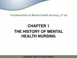 Fundamentals of Mental Health Nursing, 3 rd ed.