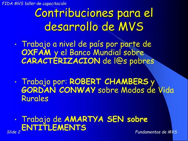 contribuciones para el desarrollo de mvs