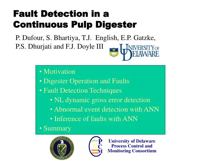 fault detection in a continuous pulp digester