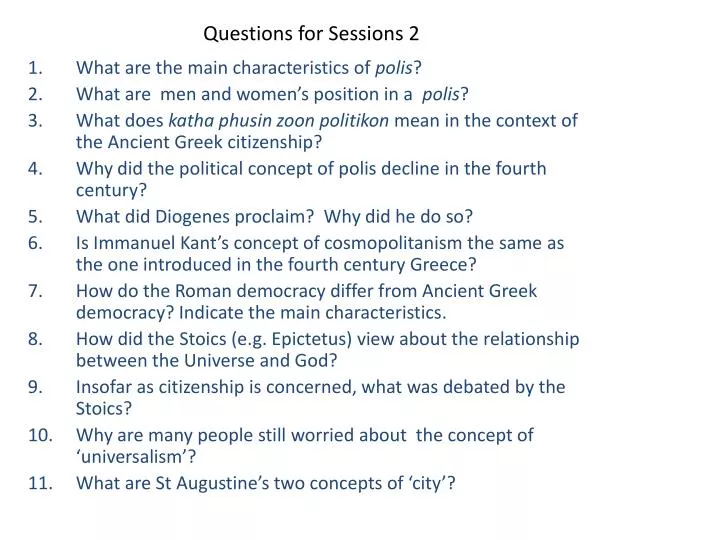 questions for sessions 2